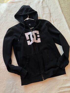 DC Black Hoodie with White Logo Accent